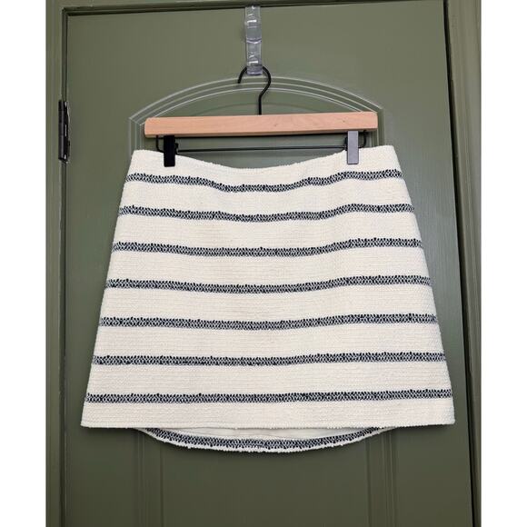 NWT Tuckernuck Navy Stripe Tweed Meg Mini A-Line Classic Luxe Skirt Cream Large - Picture 3 of 7